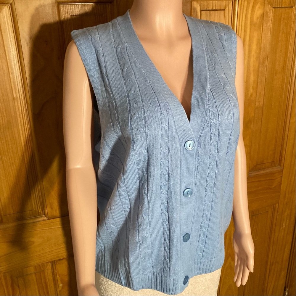 NWT Sara Morgan Vintage 90s Sweater Vest Knit Blue Size XL Extra Large